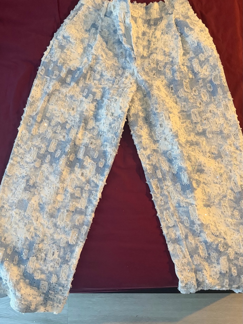 ORTTU Men's White Textured Straight-Leg Pants